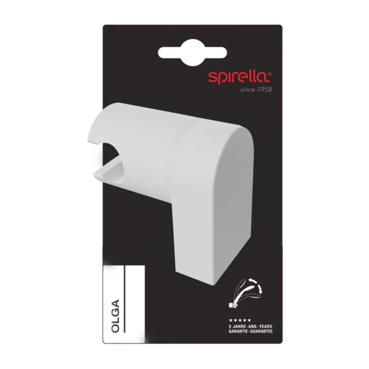 Support mural orientable pour pommeau de douche blanc matt – Réglable – Olga ABS
