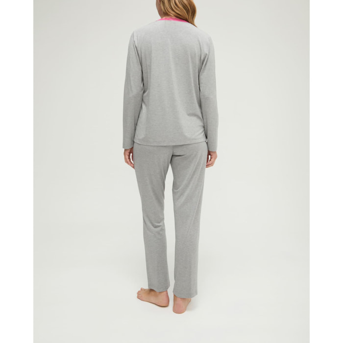 Pijama mujer vigore de escote pico con puntilla
