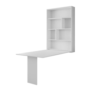 Mondrian - table murale rabattable avec rangements - 4 personnes - Blanc