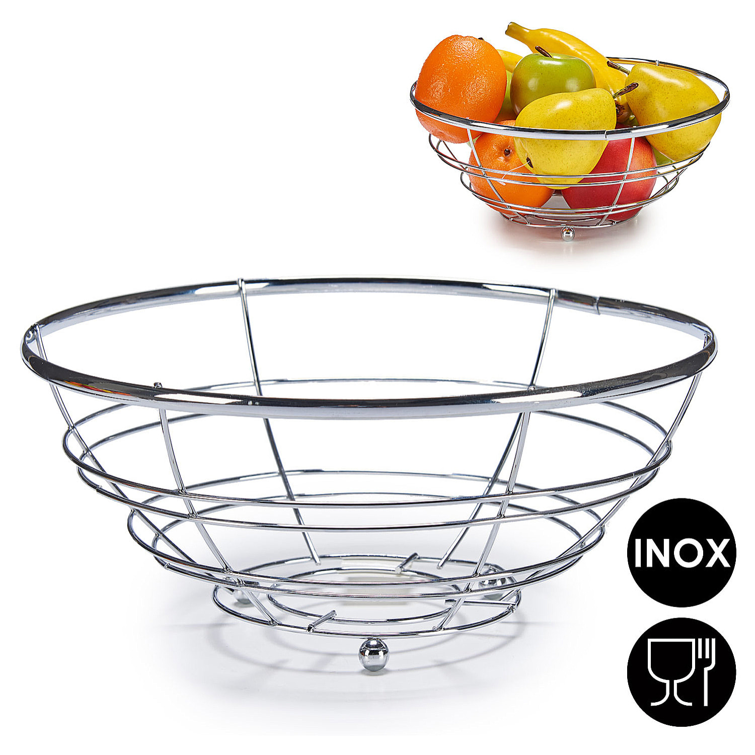 Fruttiera in filo cromato.