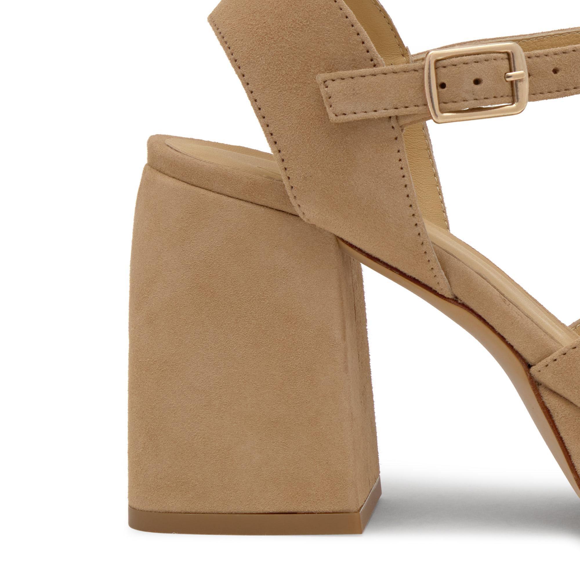 Sandalias de tacón de mujer Vero en ante con cierre de hebilla