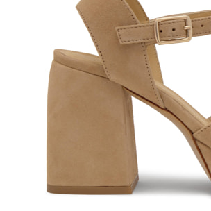 Sandalias de tacón de mujer Vero en ante con cierre de hebilla