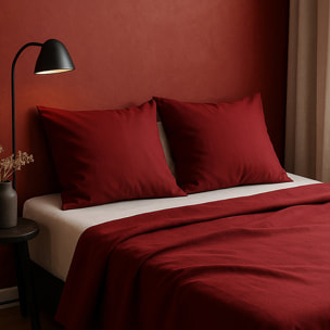 Drap plat 100% coton 57fils uni - rouge
