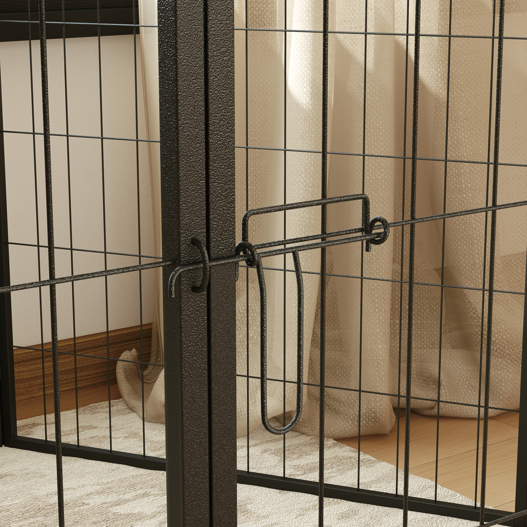 Parc enclos chien modulable pliable 6 panneaux H.80cm porte verrouillable acier époxy noir