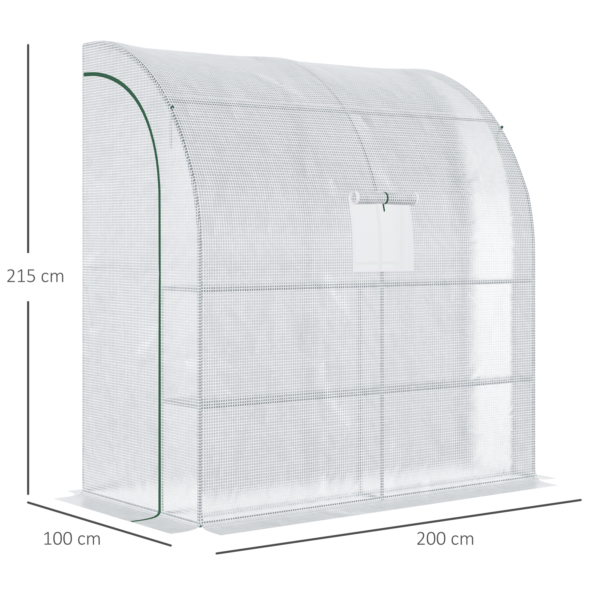 Invernadero Pequeño de Pared Invernadero de Exterior con Ventanas Estantes de 3 Niveles y Marco de Acero Invernadero para Cultivar Plantas Flores 200x100x215 cm Blanco