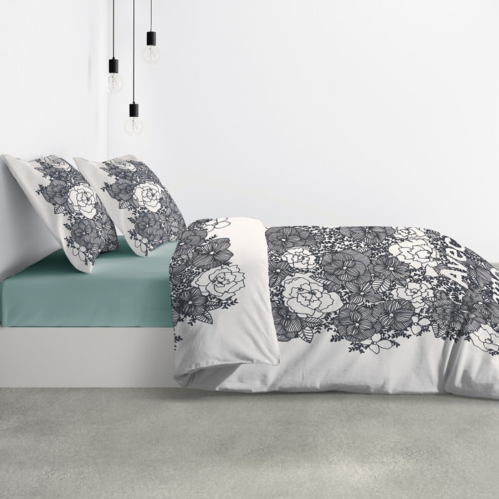 Parure De Couette 3pcs avec Taies oreiller 100% Coton Bio 47 Fils/cm2- Avec Amour