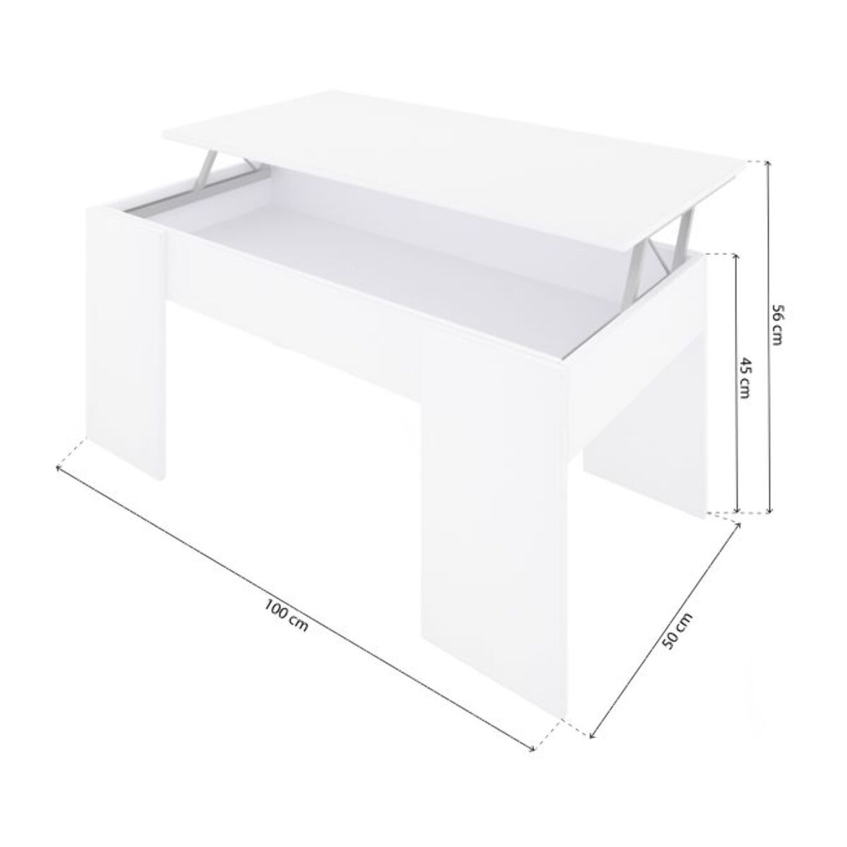 Mesa de centro elevable Vita Blanco Artik (Blanco Mate)