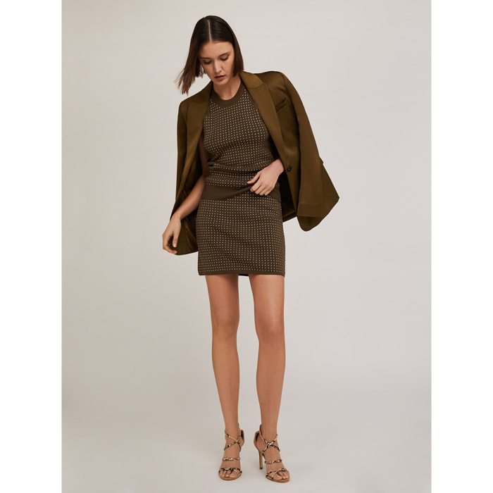 Motivi - Gonna corta in maglia con strass - Verde militare