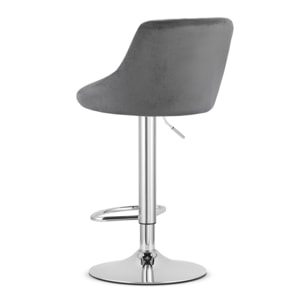 Sgabello da bar girevole OSKAR KAST velluto grigio con base cromata