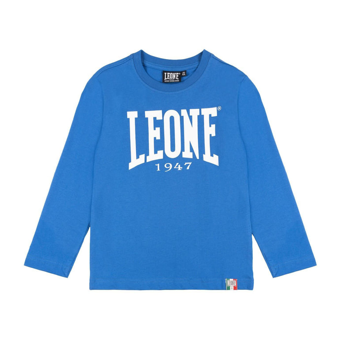 Camiseta básica de manga larga con logo grande de Leone 1947 para niños