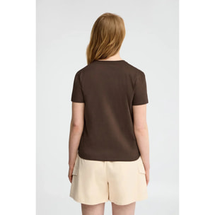 Maglietta cioccolato a maniche corte e scollo a V con ricamo Rigby Best