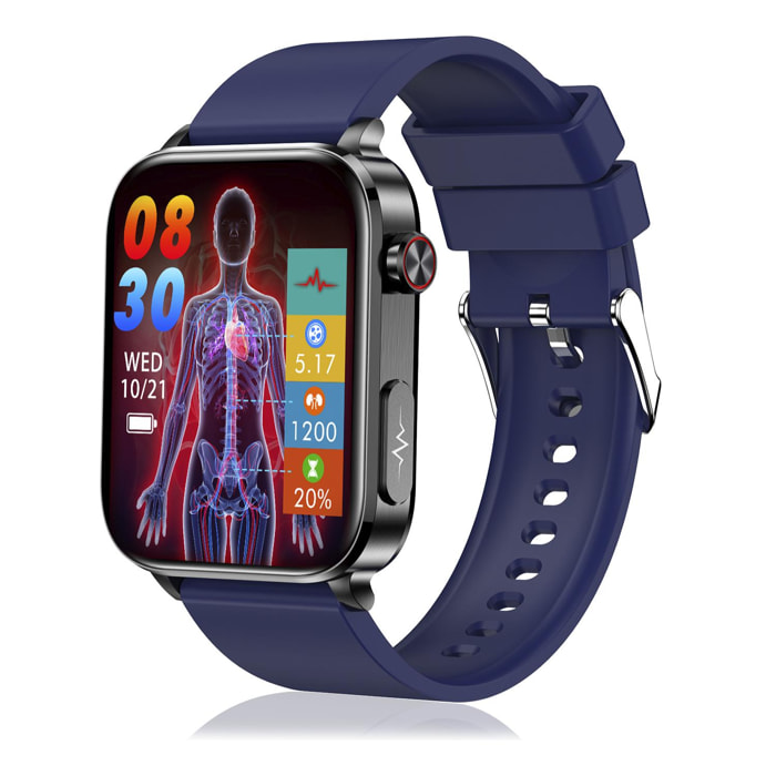 DAM Smartwatch TK15. ECG , glucosa en sangre, ácido úrico y lípidos, IMC grasa corporal, temperatura, O2 y tensión. 5,1x1,2x4,6 Cm. Color: Azul Oscuro