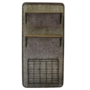 Mensola in metallo e legno 2 piani con portatutto cm38,5x11,5h78