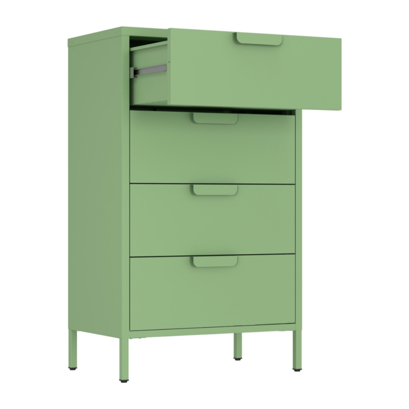 Cassettiera in metallo 4 cassetti 60x38x101 cm verde salvia - Pop