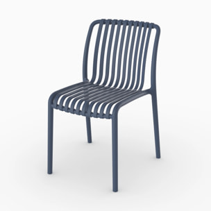 Lot de 2 chaises de jardin empilables en plastique bleu marine - Duli
