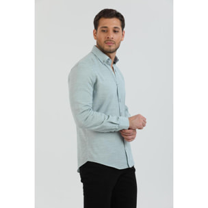 camicia uomo 1 bottone button down slim Armaturato Fantasia Verde Pistacchio