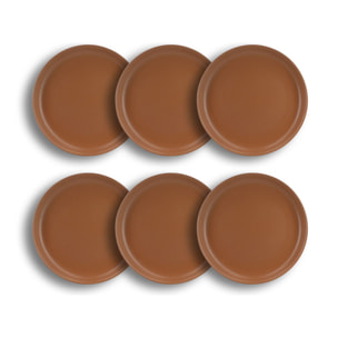 Lot de 6 assiettes plates marron en grès 27cm  ARITA