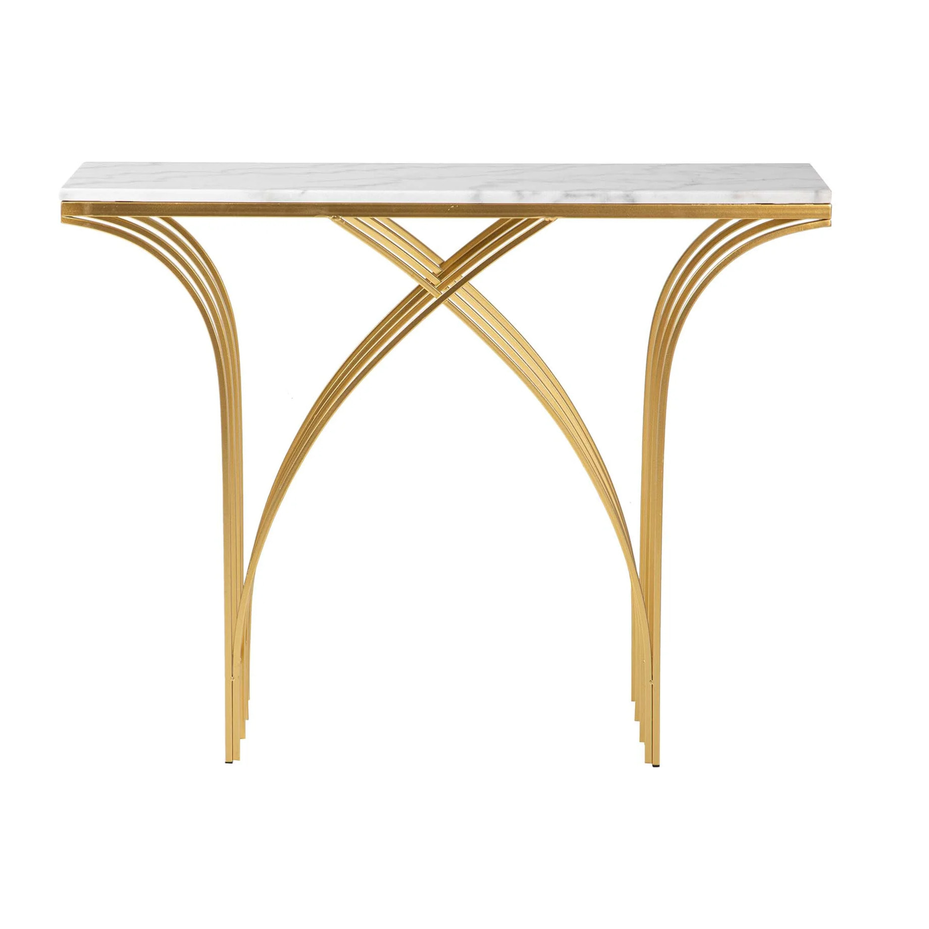 Consola Metal Mármol Blanco 104x30x79 Cm