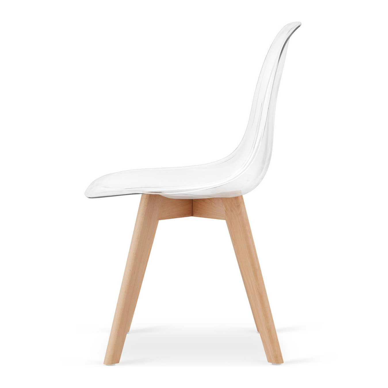 Set di 2 sedie Kito trasparenti con gambe in legno di faggio
