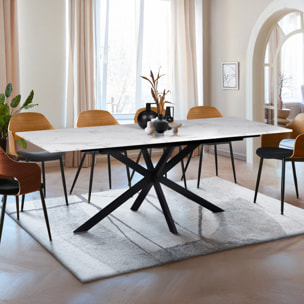 Table à manger extensible Spider 160-200cm effet marbre blanc