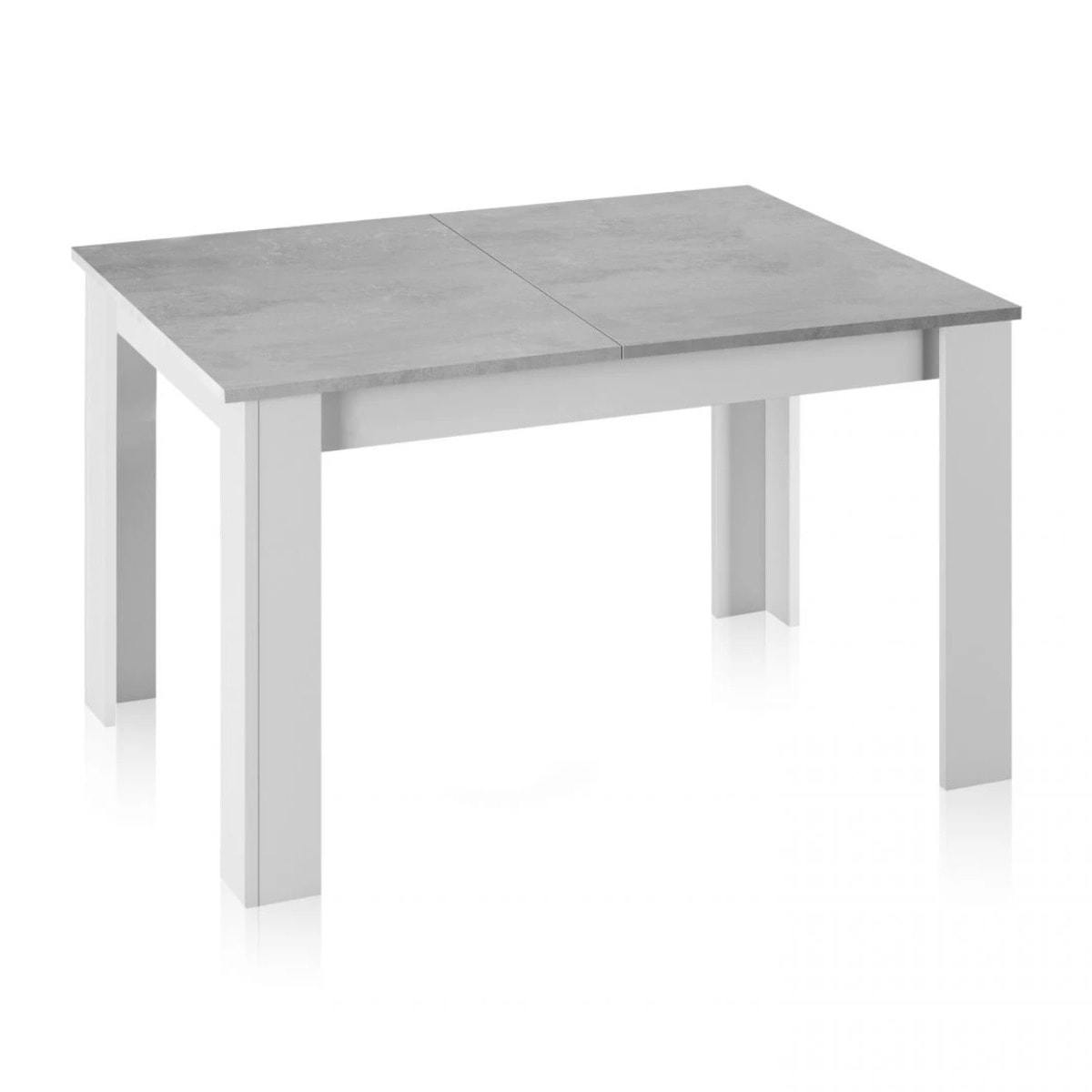 Mesa de comedor extensible Danna 140 Blanco Artik (Blanco Mate) - Gris Cemento