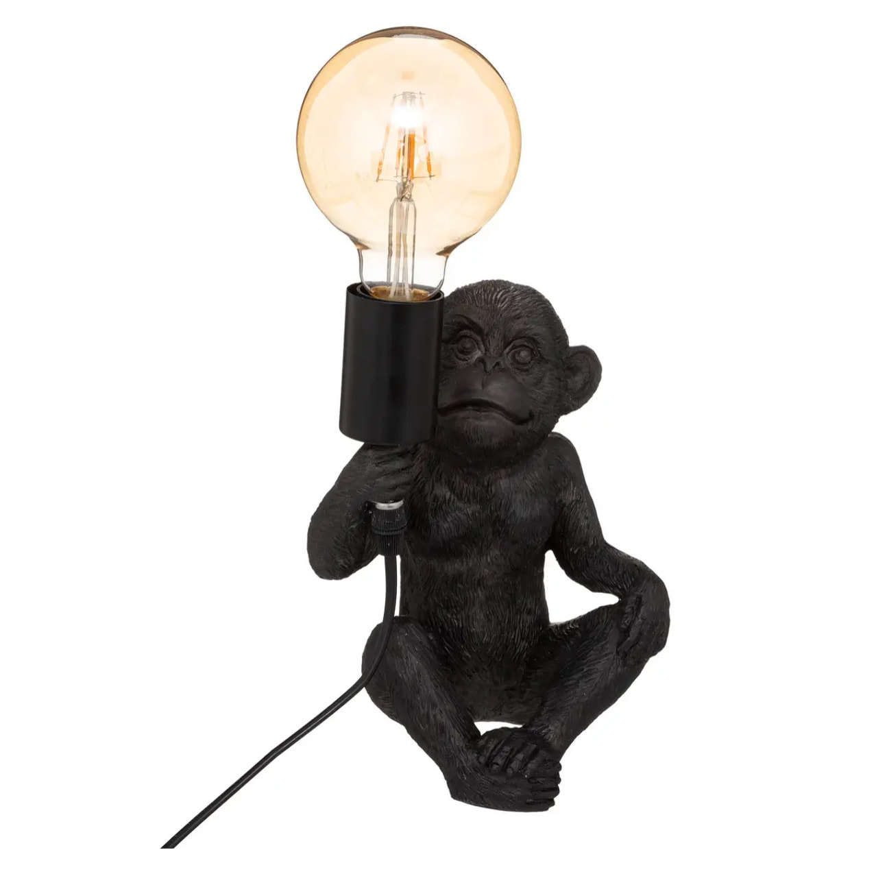 Lampe singe résine noir H24cm