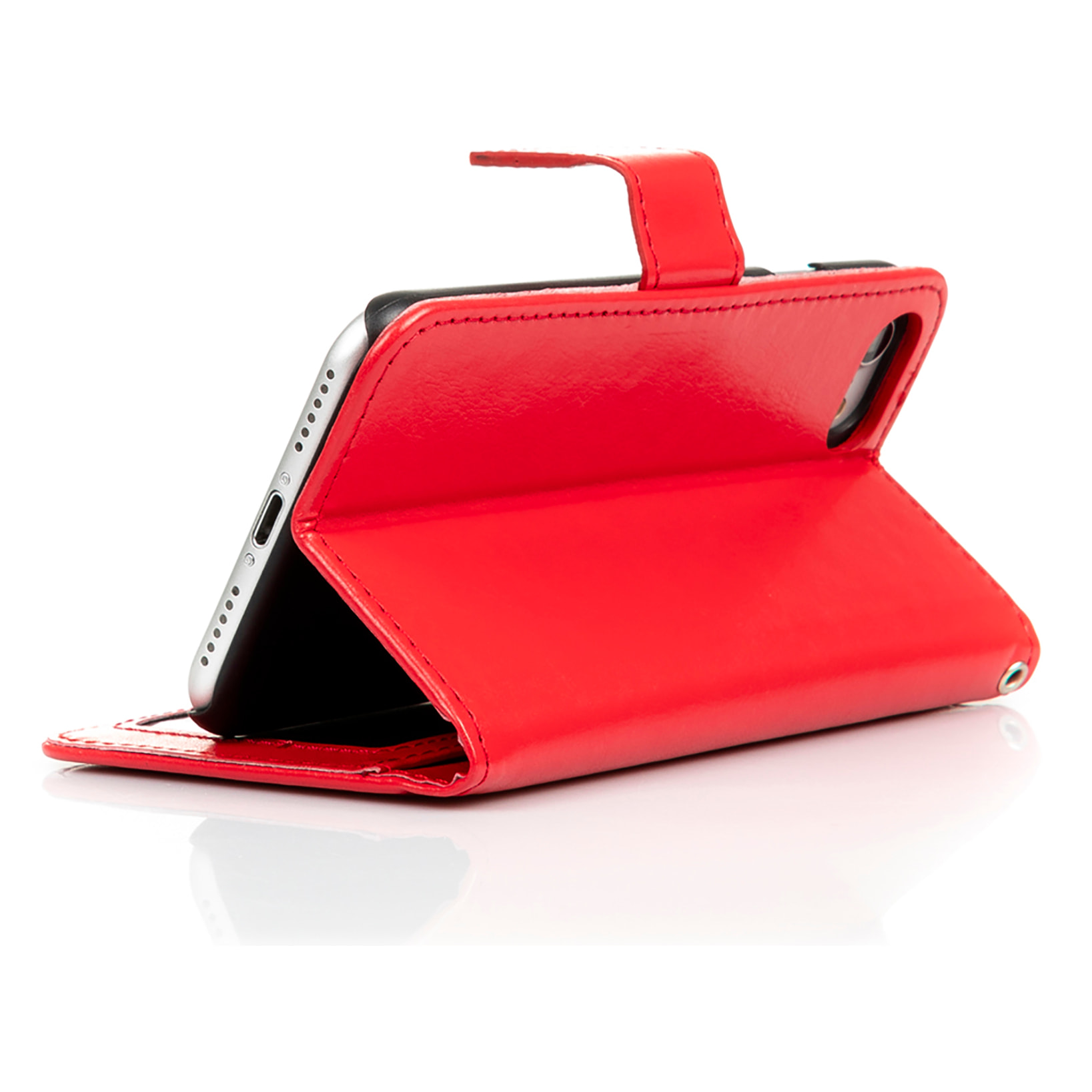 DAM Custodia Folio in ecopelle con chiusura magnetica per iPhone 7/8 7x2x14 cm. colore rosso