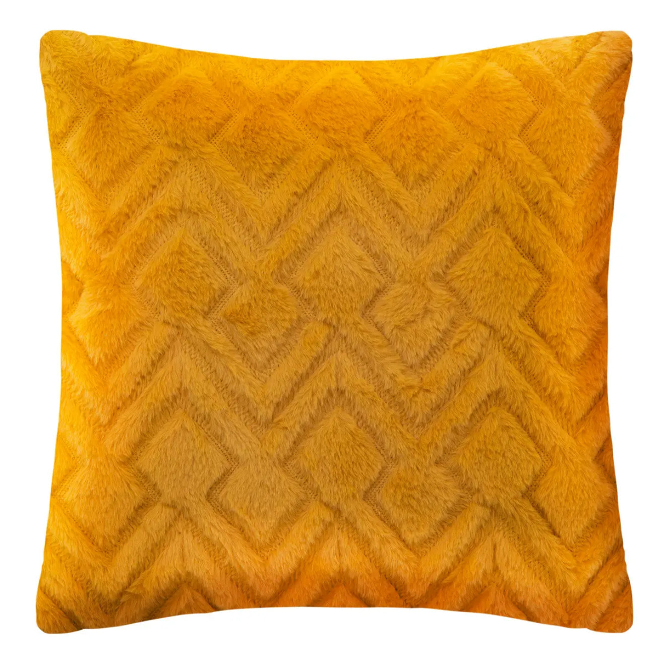 Coussin "Mara" - fausse fourrure - jaune ocre - 45x45 cm