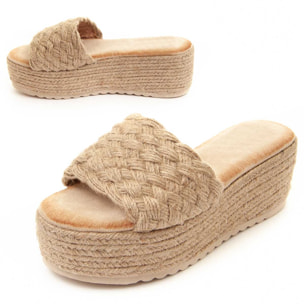 Sandalias de Cuña - Beige - Altura: 6 cm