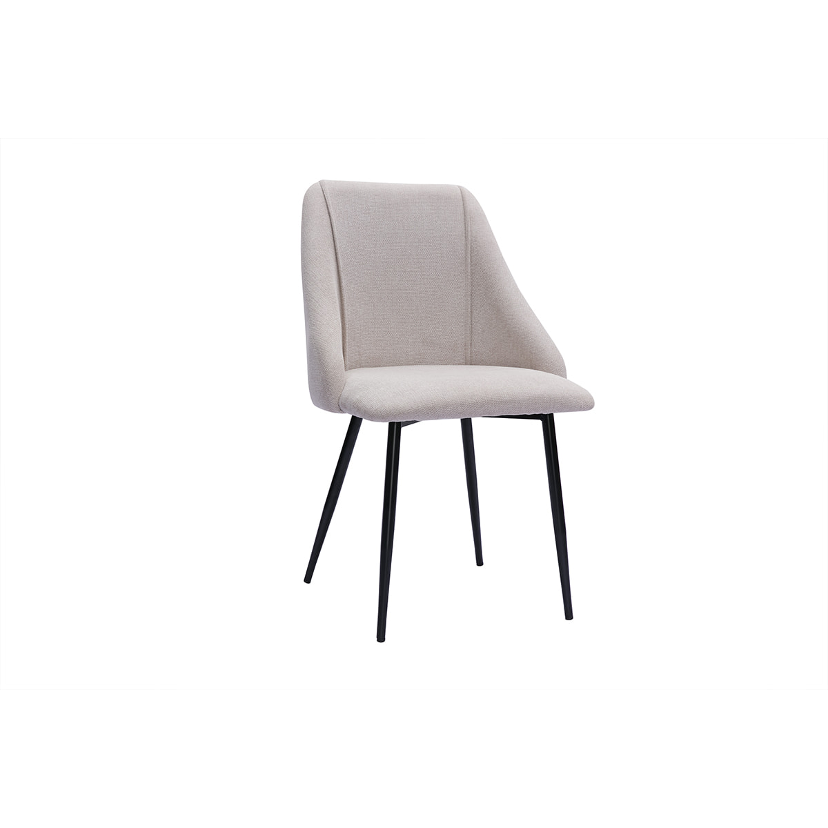 Chaises en tissu effet velours texturé beige et métal noir (lot de 2) HIGGINS