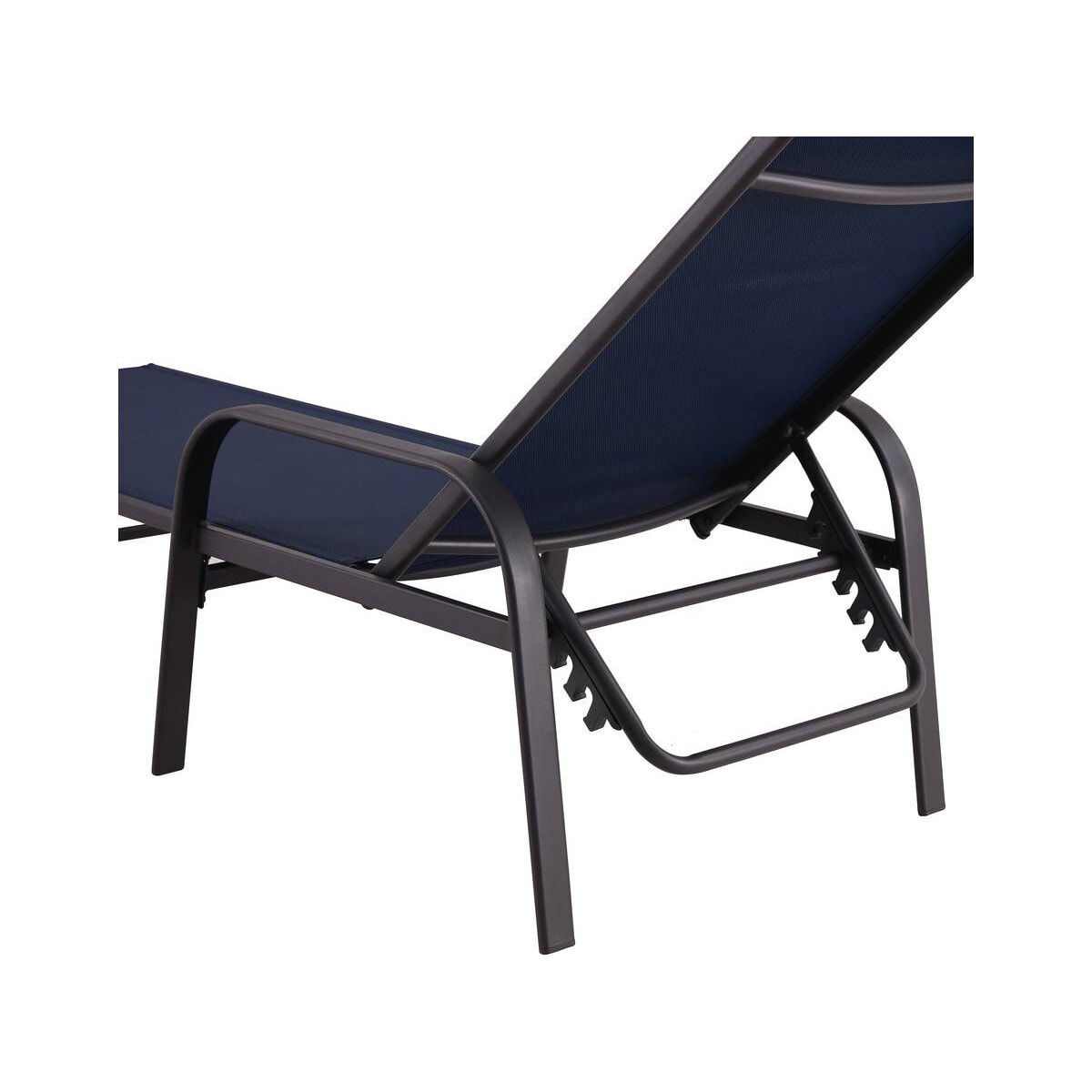 Lot de 2 Bains de soleil en métal avec accoudoirs "Farniente" - Bleu nuit