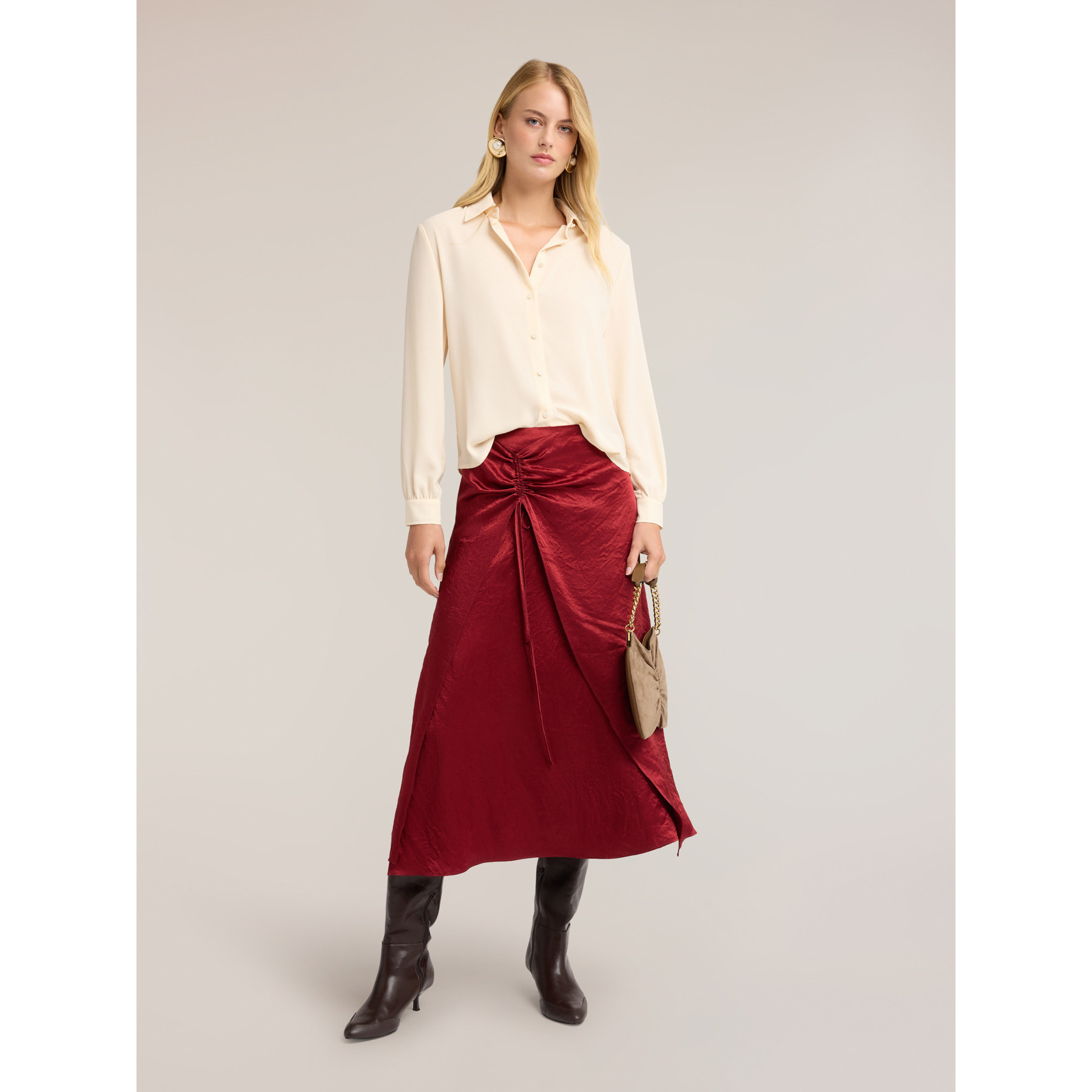 Motivi - Camicia in crêpe de chine con colletto classico - Bianco