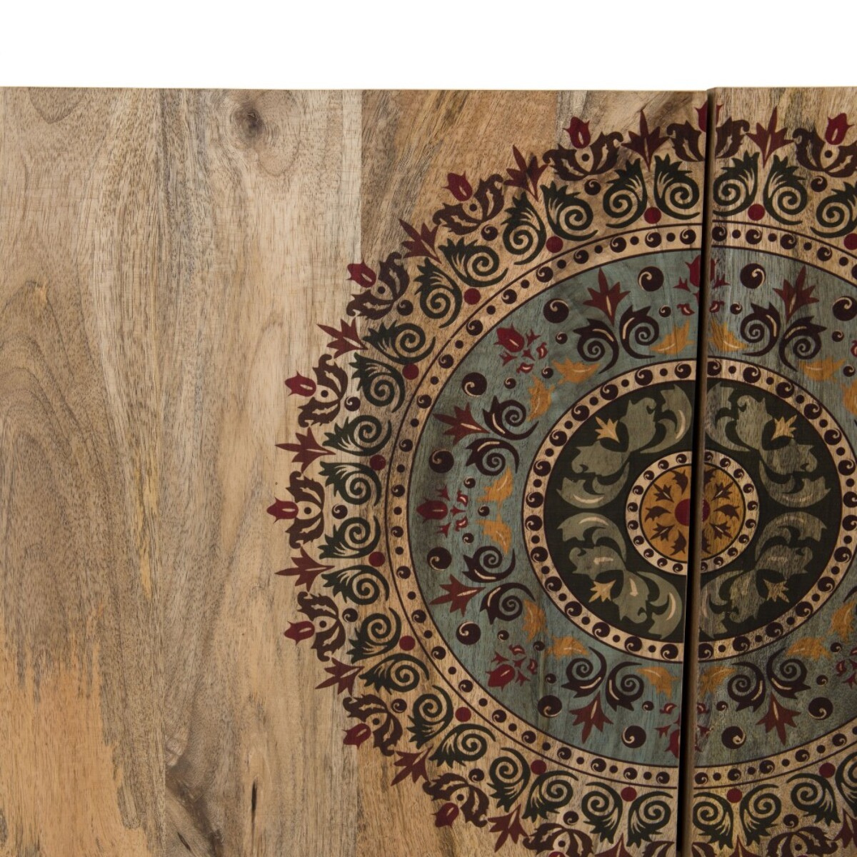 INDRA - Buffet bois Manguier 83x45cm 2 portes 2 étagères Colombo