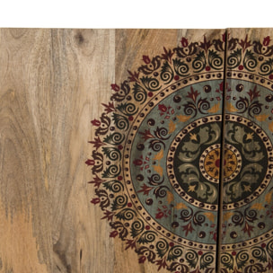 INDRA - Buffet bois Manguier 83x45cm 2 portes 2 étagères Colombo