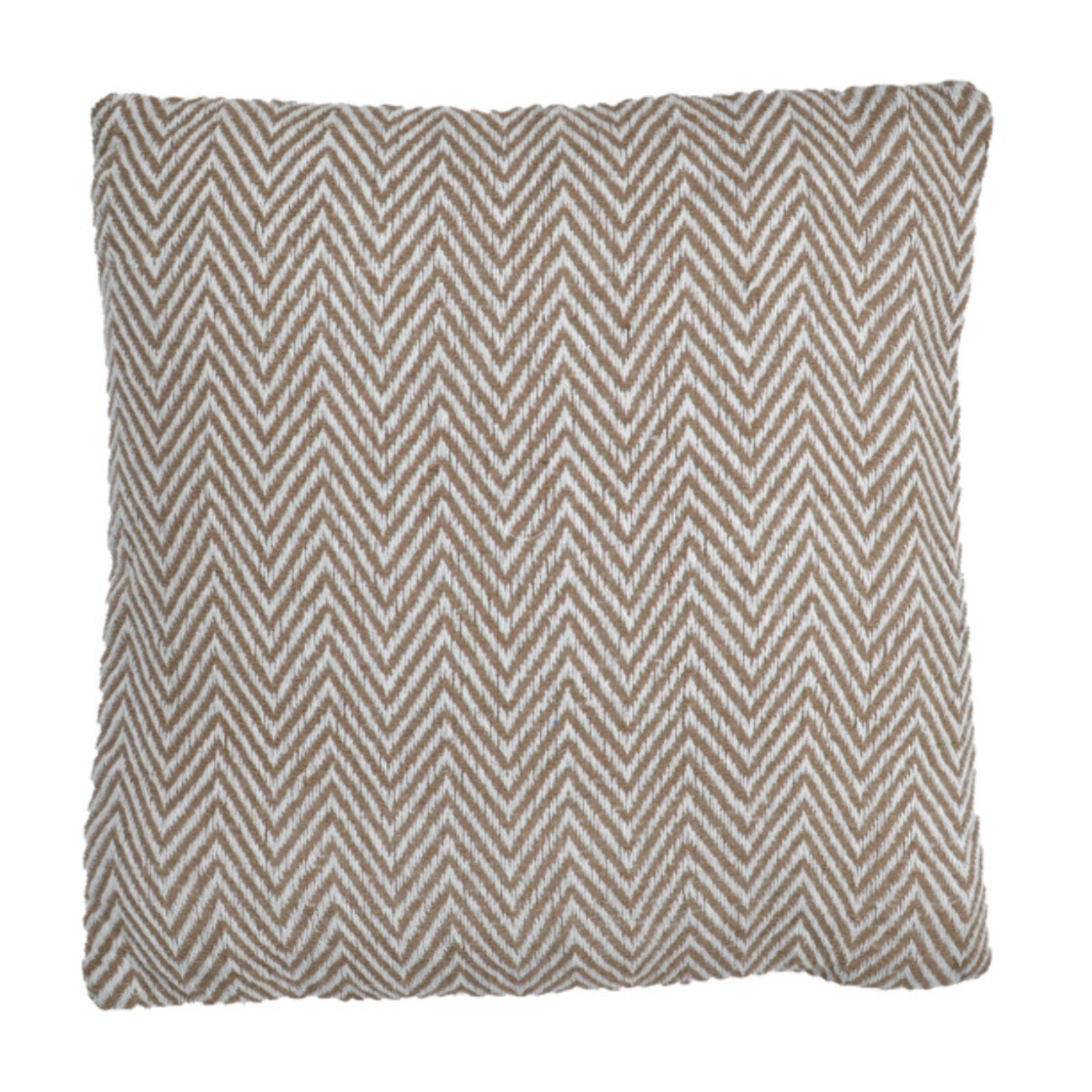 Coussin en coton brodé carré 40 x 40 cm motifs chevrons beige - WAVE