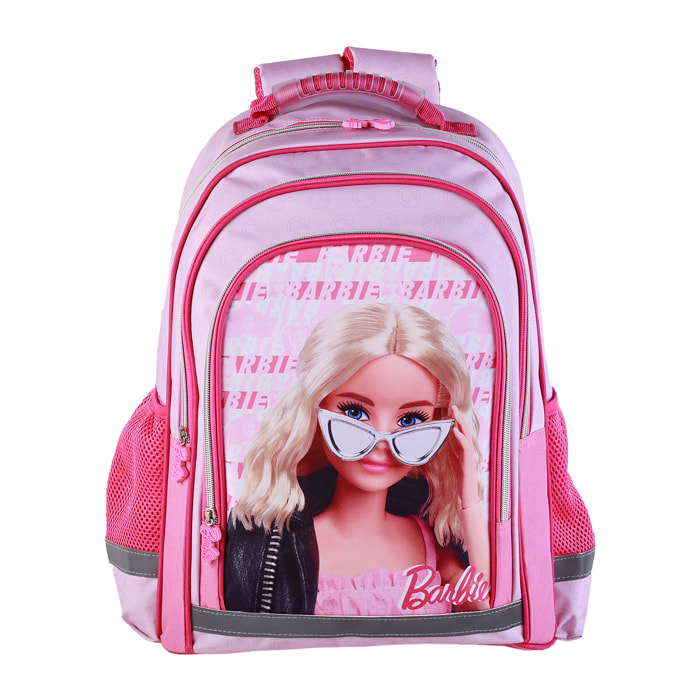 Zaino primario Barbie Fashion a doppio scomparto, di grande capacità e adattabile a un'auto.