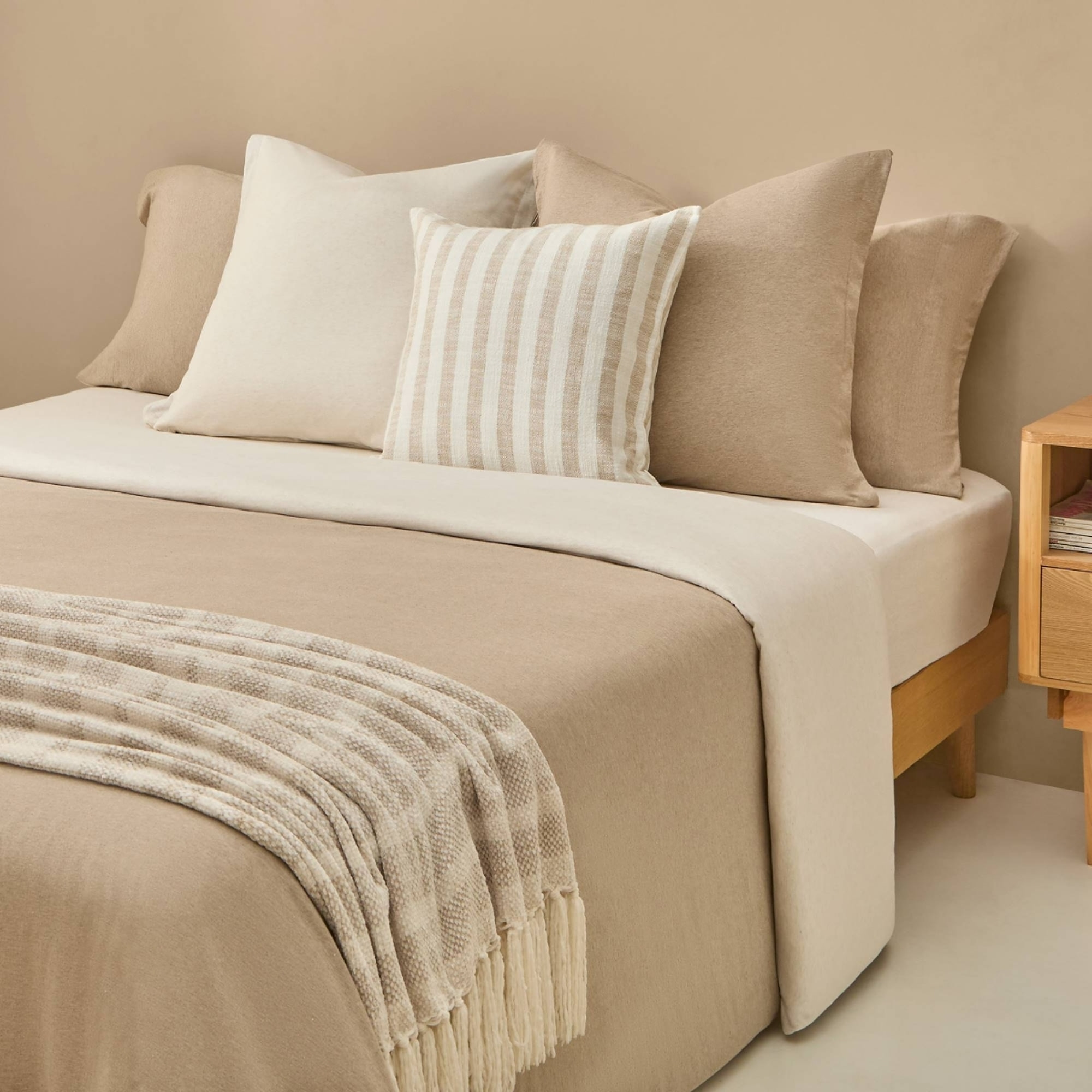 Funda nórdica punto algodón Pulis2 color marron beige