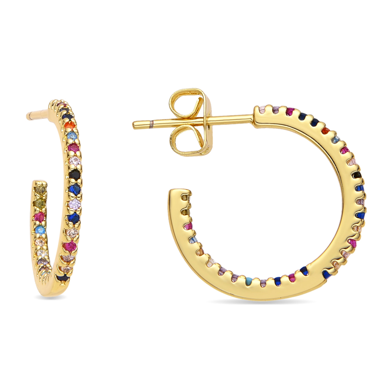 Pendientes con Circonita Multicolor acabado oro 18k