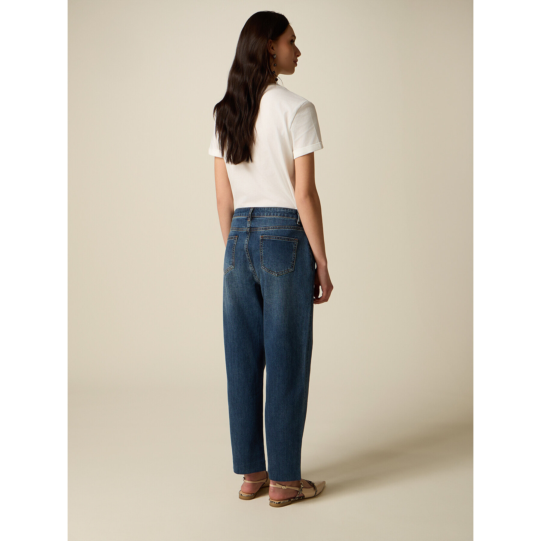 Oltre - Jeans cropped boyfit - Blu