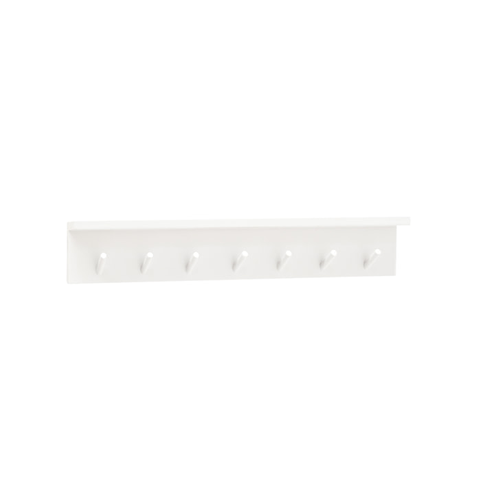 Cintre mural en bois massif blanc 61x10cm Hauteur: 9.5 Longueur: 61 Largeur: 5.5