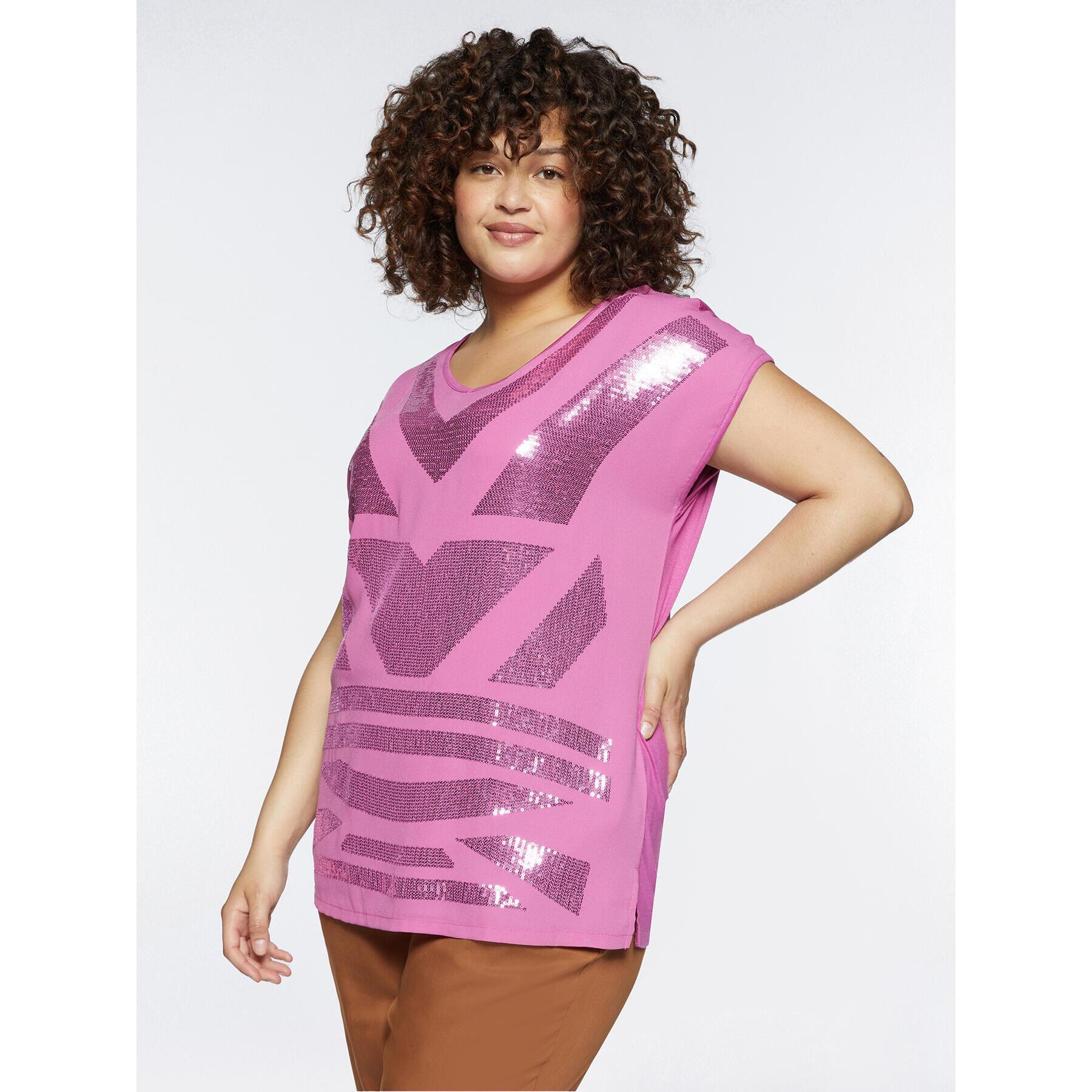 Fiorella Rubino - Camiseta con bordado de lentejuelas - Fuchsia