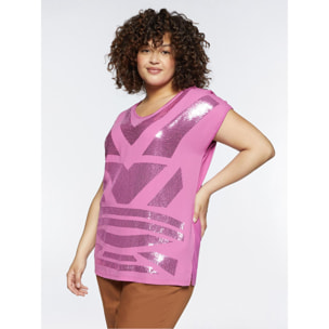 Fiorella Rubino - Camiseta con bordado de lentejuelas - Fuchsia