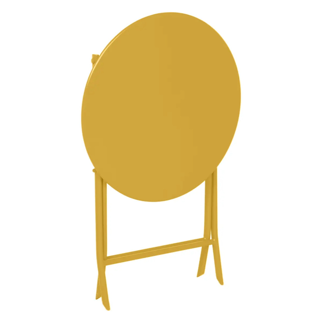 Table de jardin pliante ronde "Greensboro" moutarde 2 places en acier traité époxy
