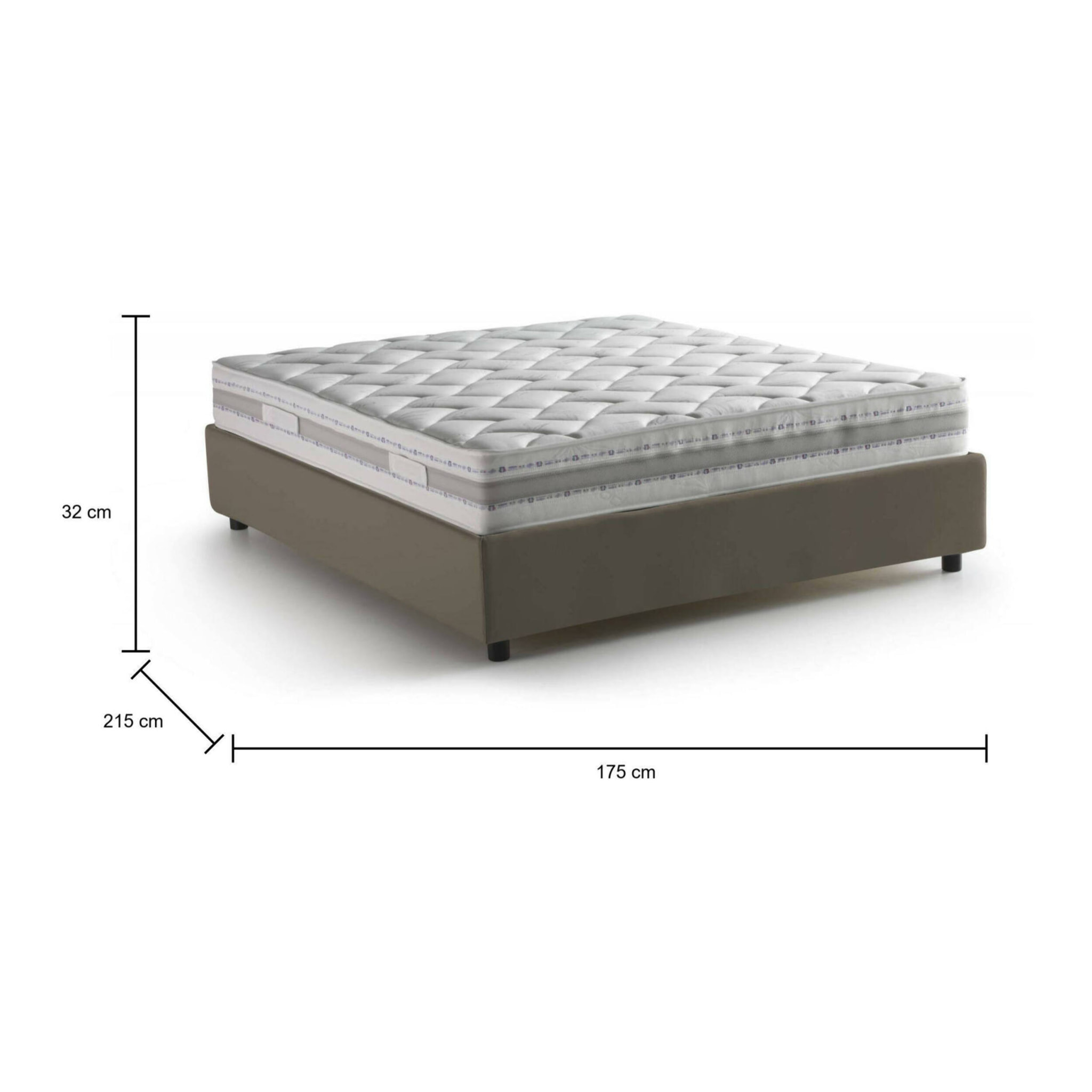 Letto matrimoniale Aluin, Letto contenitore con rivestimento in ecopelle, 100% Made in Italy, Apertura frontale, con materasso Cm 160x200 incluso, Tortora