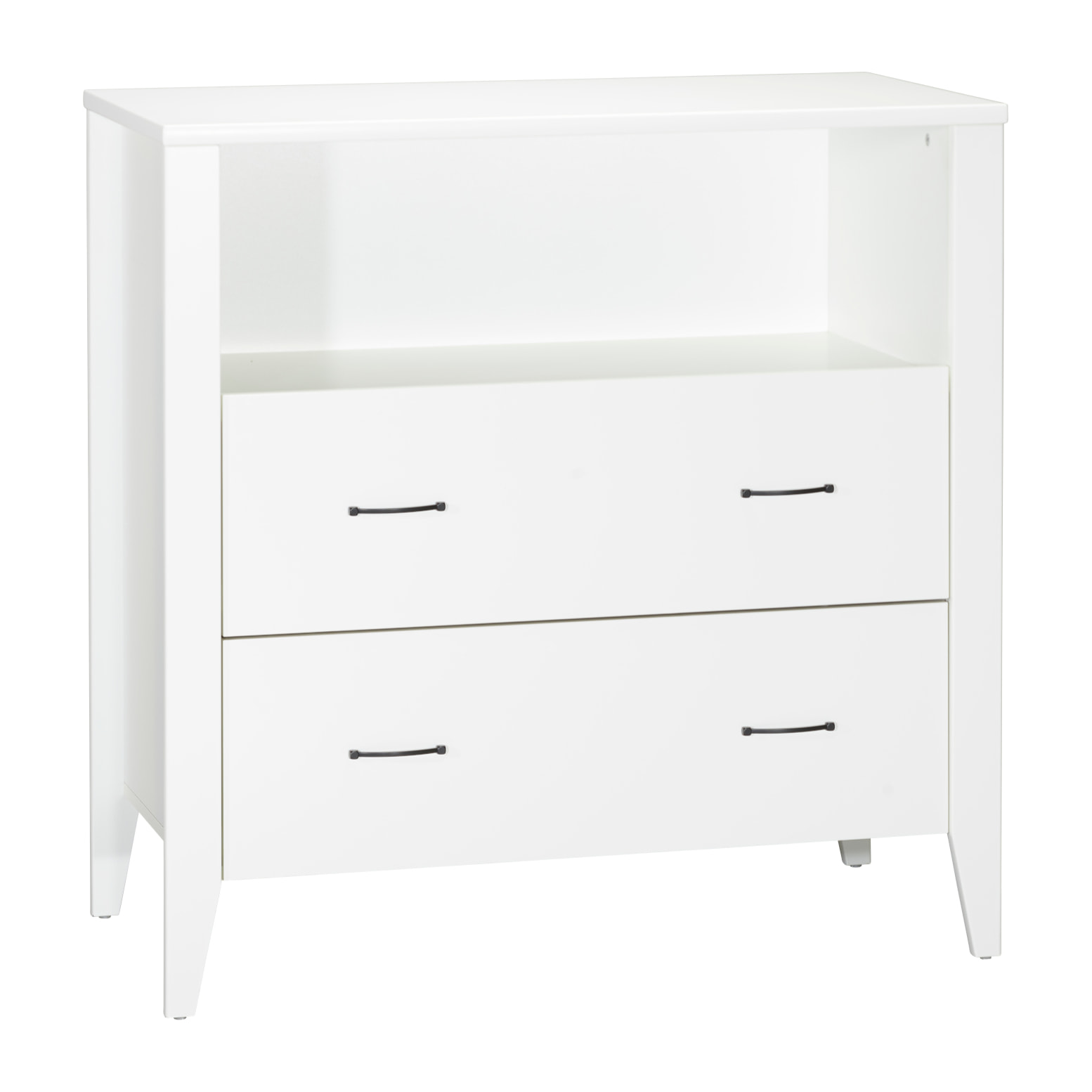Commode à langer 2 tiroirs et une niche poignées métal
