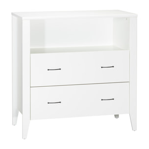 Commode à langer 2 tiroirs et une niche poignées métal