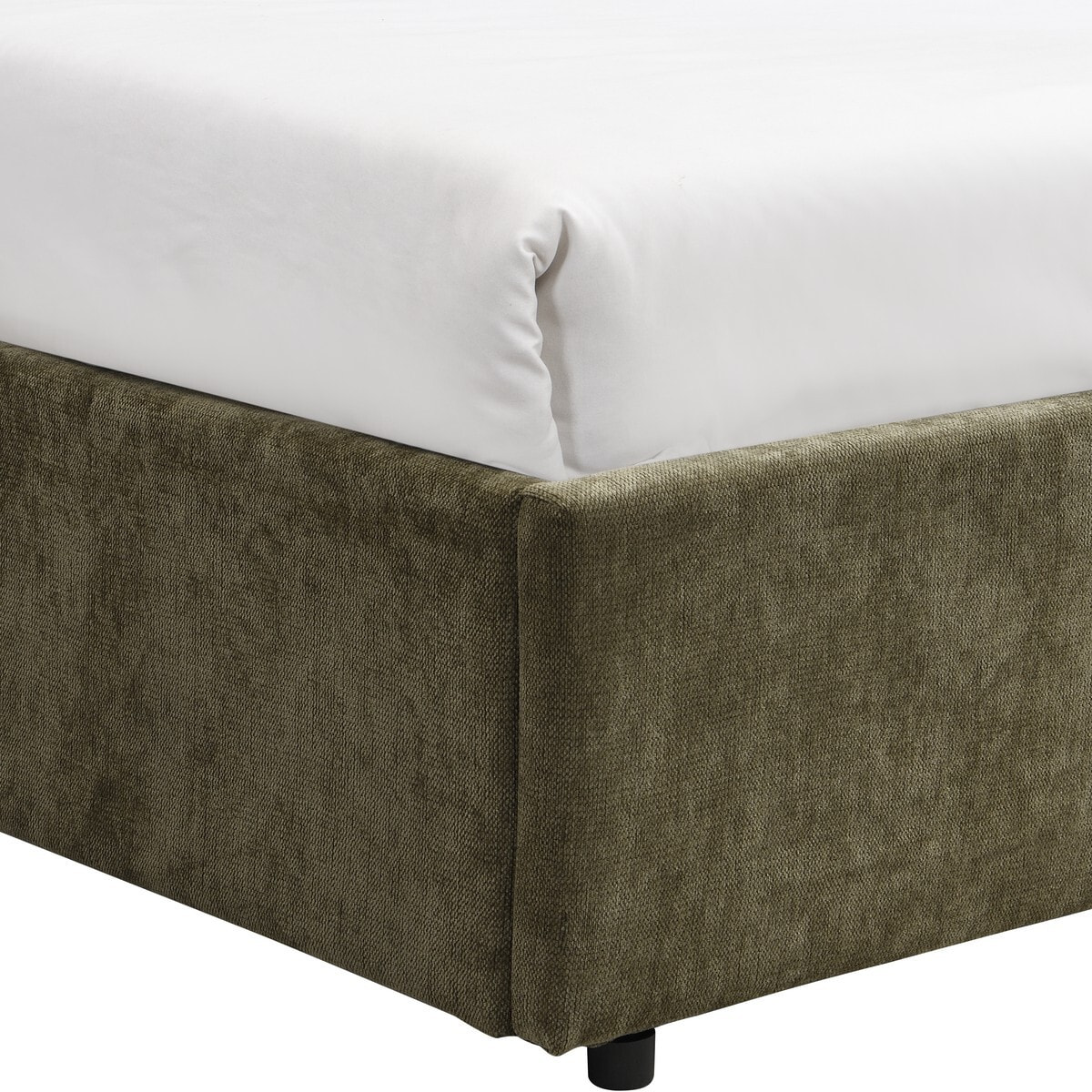 Lit coffre adulte avec tête de lit en tissu chenille - CASSIS