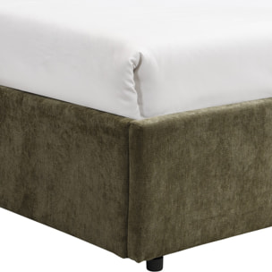 Lit coffre adulte avec tête de lit en tissu chenille - CASSIS