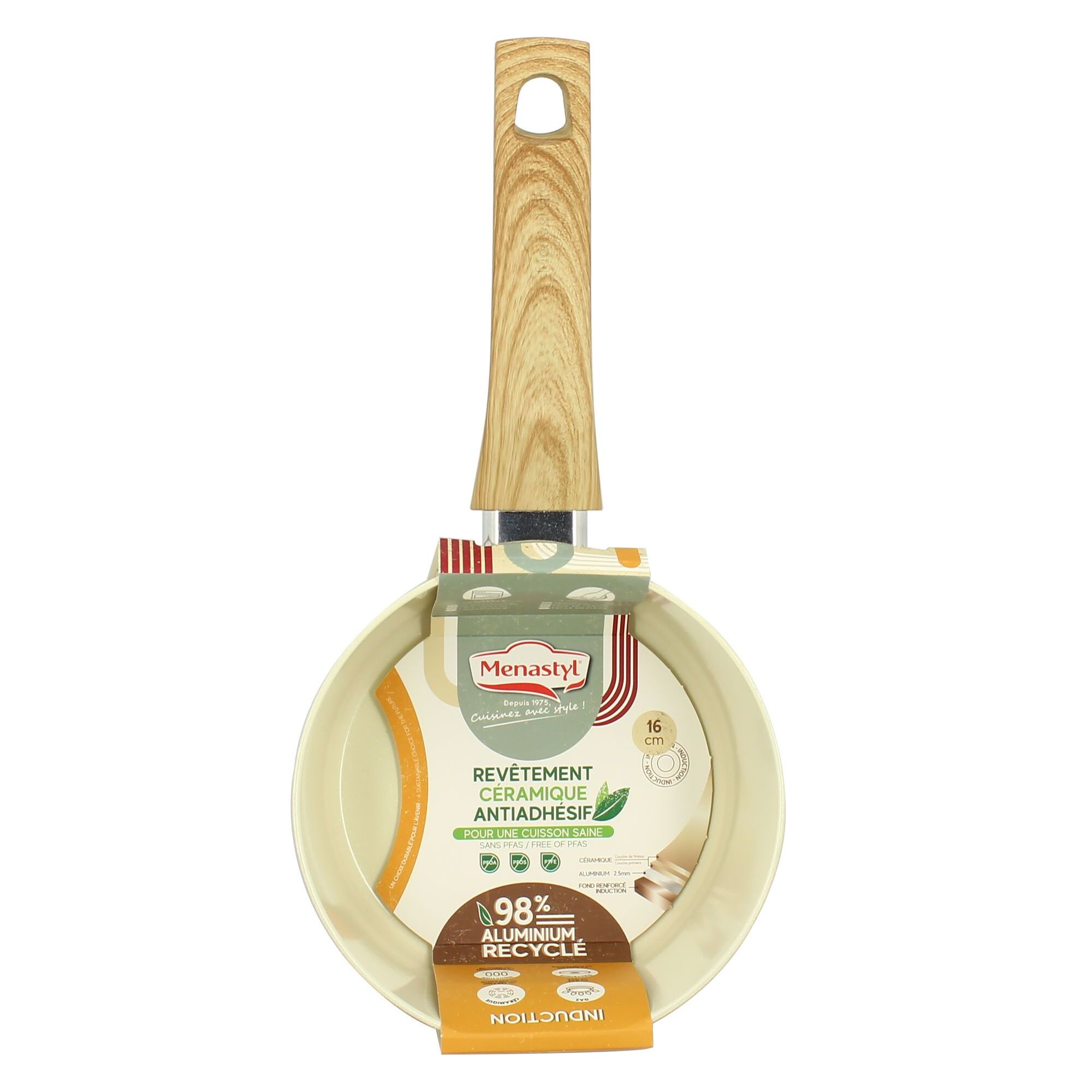 Casserole en revêtement céramique 16cm crème - tous feux COLORAMA