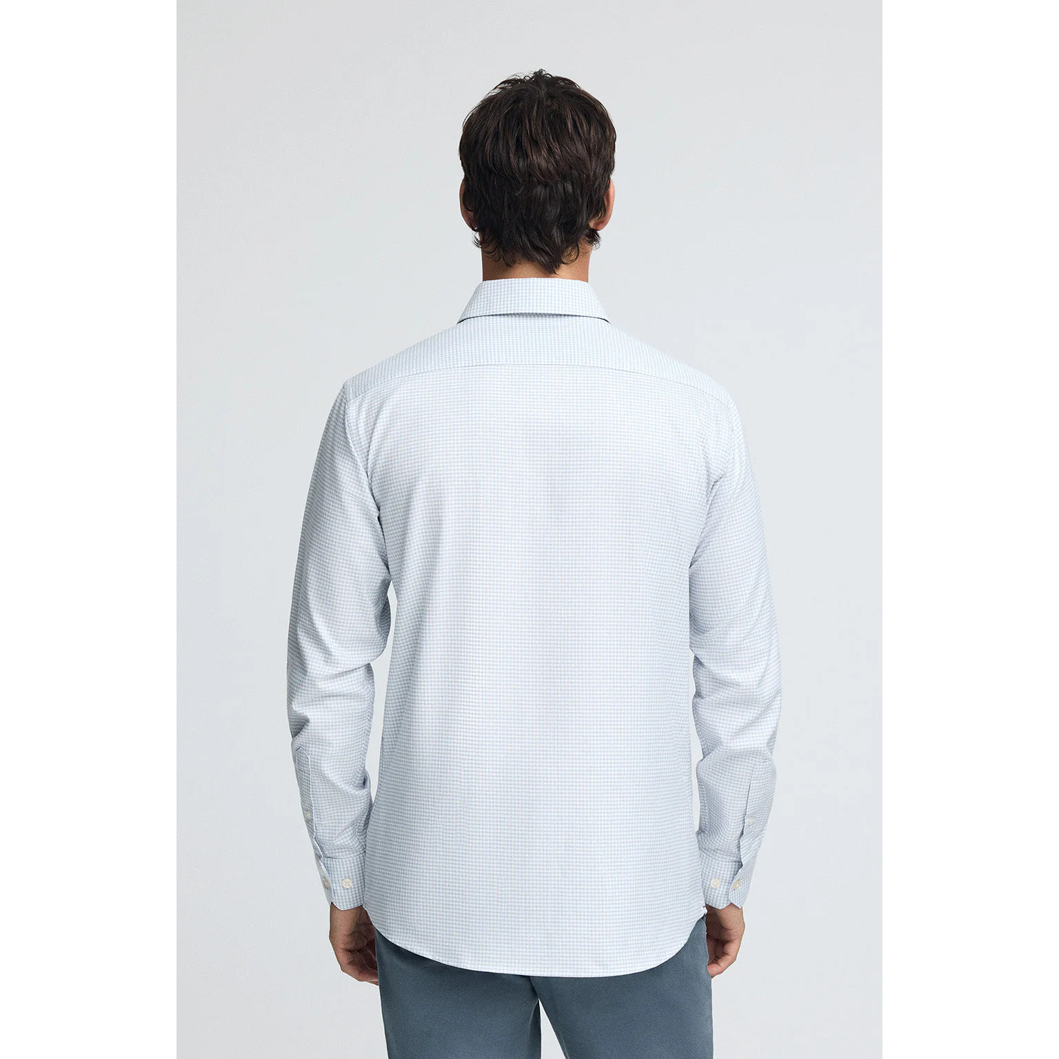 Camicia blu chiaro slim fit a quadri vichy con logo Rigby Go